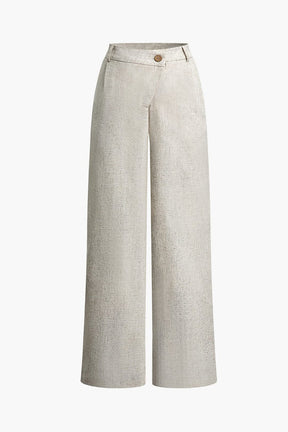 Pantalon large en lin beige soleil