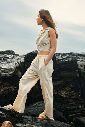 Pantalon large casual océan