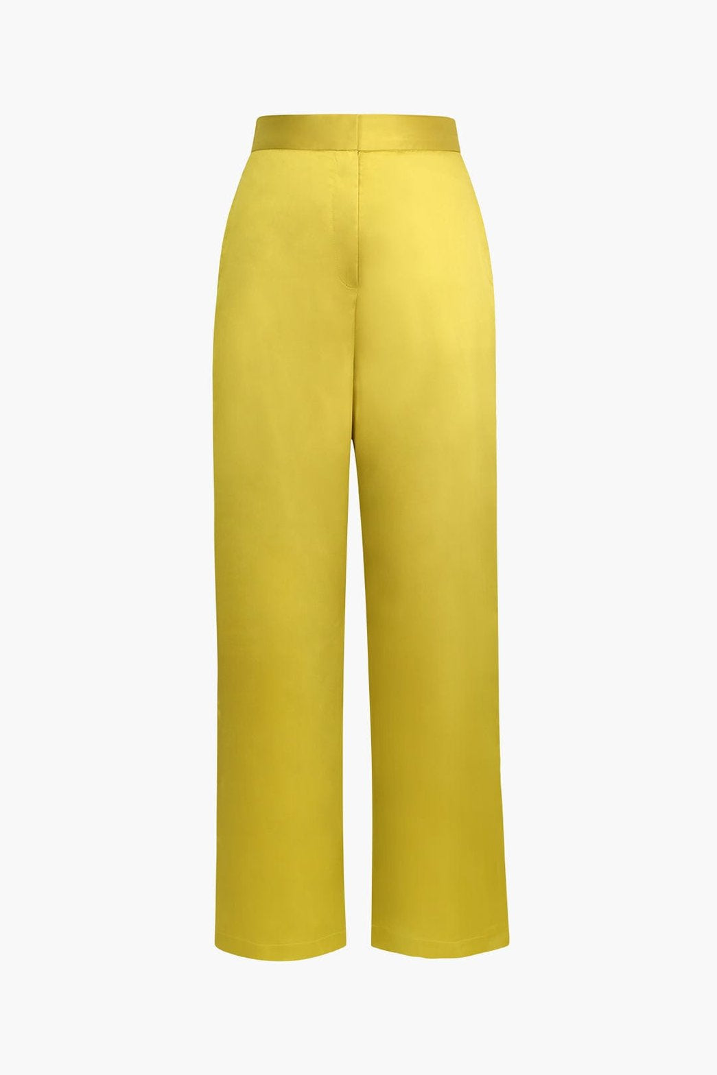 Pantalon satin jaune coupe ample soleil