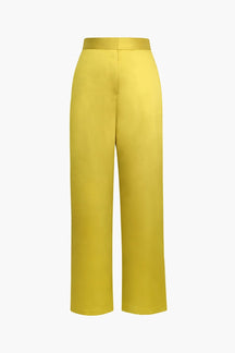 Pantalon satin jaune coupe ample soleil