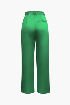 Pantalon satin jaune vue détaillée étoile