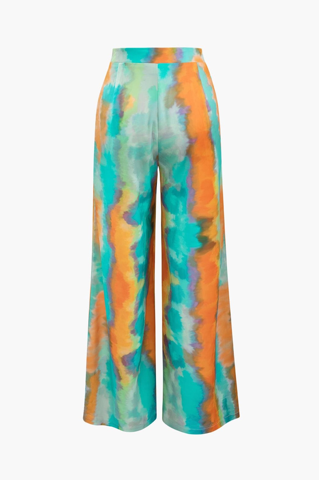 Pantalon satin motif aquarelle brise