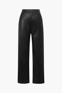 Pantalon simili cuir noir vue de face soleil