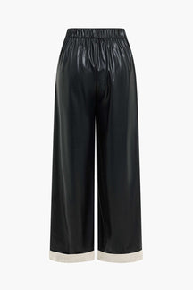 Pantalon similicuir noir coupe ample nuage