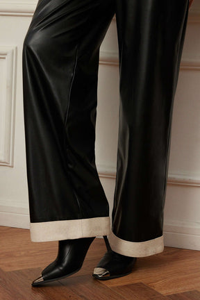 Pantalon similicuir coupe ample détaillé lune