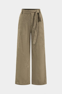 Pantalon large velours côtelé beige soleil