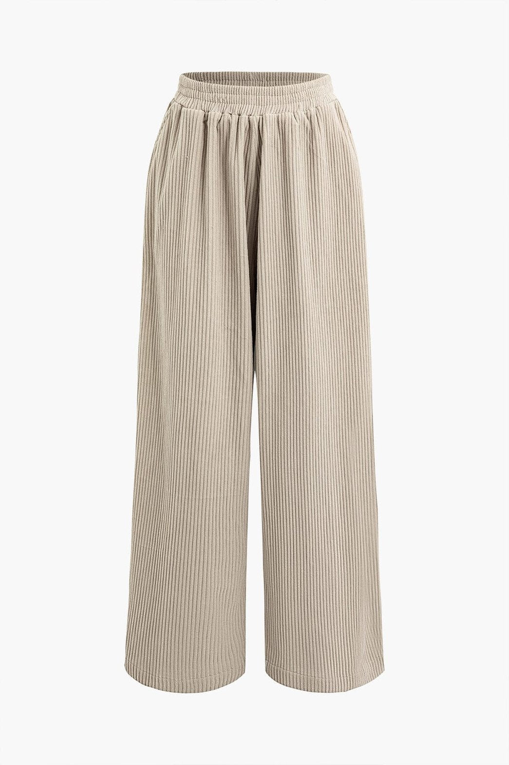 Pantalon ample velours côtelé plissé élégance