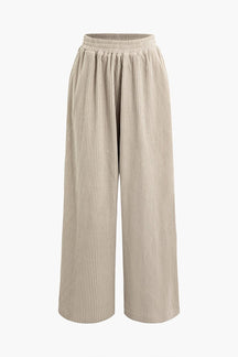 Pantalon ample velours côtelé plissé élégance