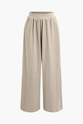 Pantalon ample velours côtelé plissé élégance