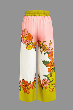Pantalon ample à motif floral été