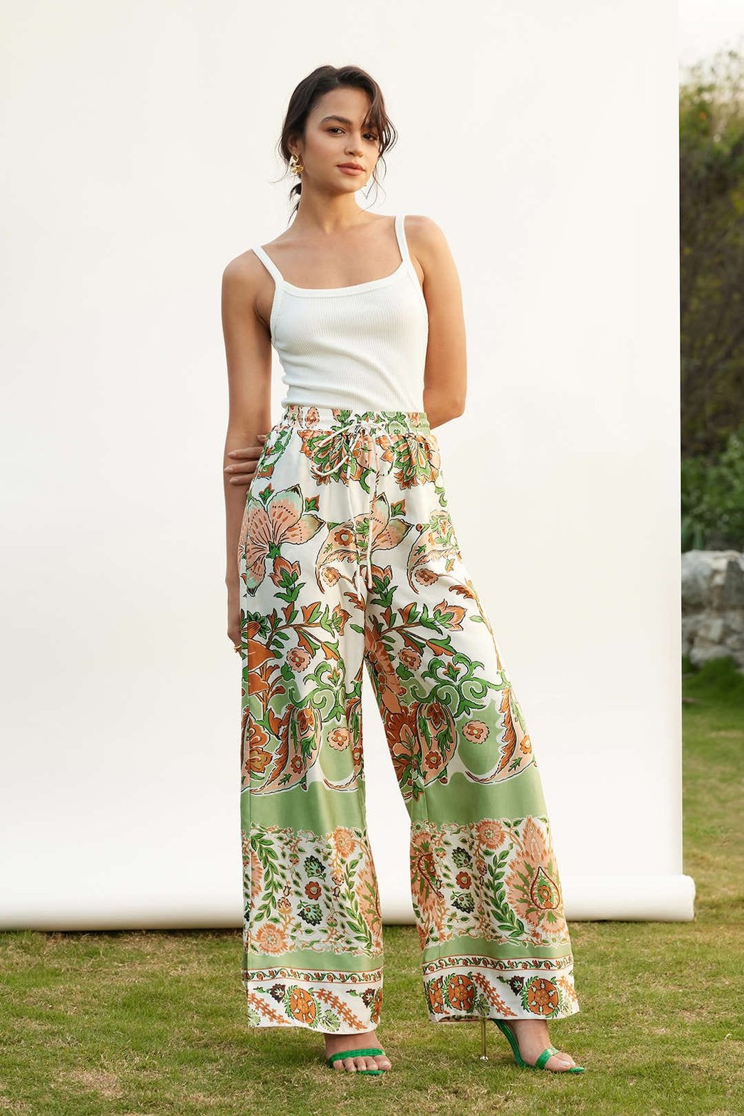 Pantalon léger imprimé été vent