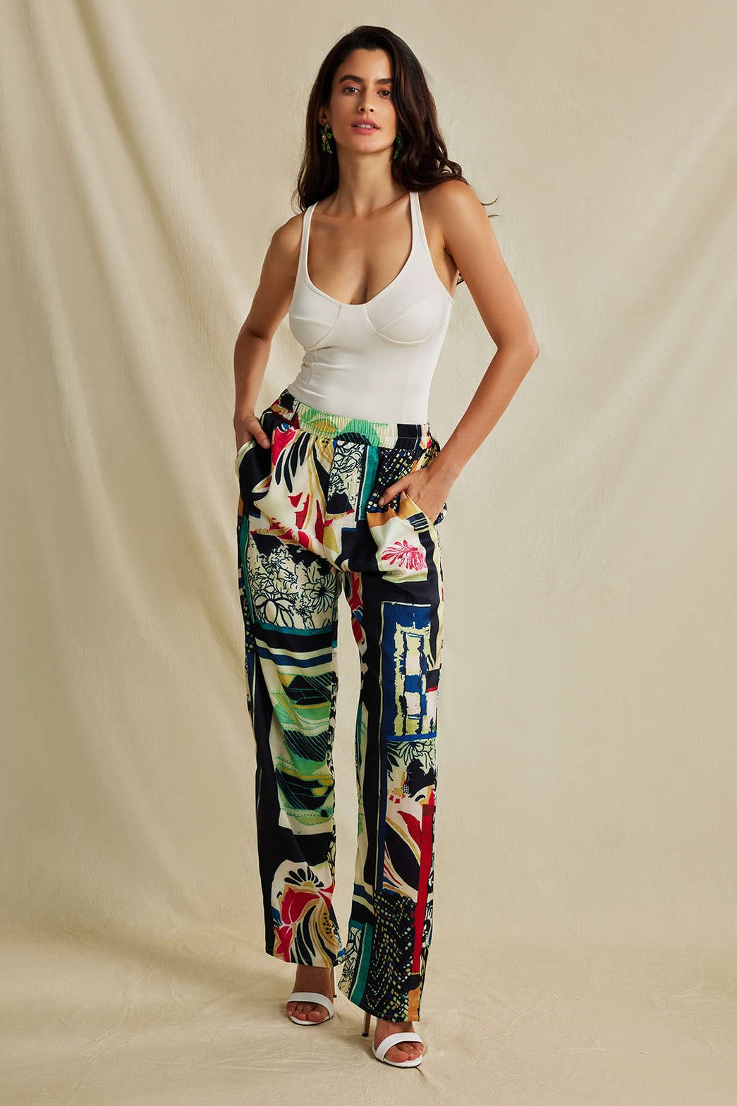 Détail couture pantalon large océan