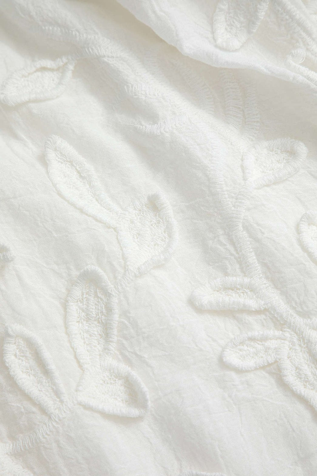 Pantalon jacquard motif floral blanc douceur