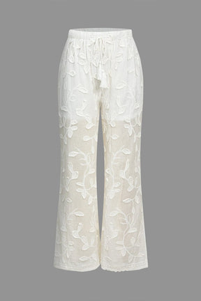 Pantalon large jacquard blanc élégant harmonie