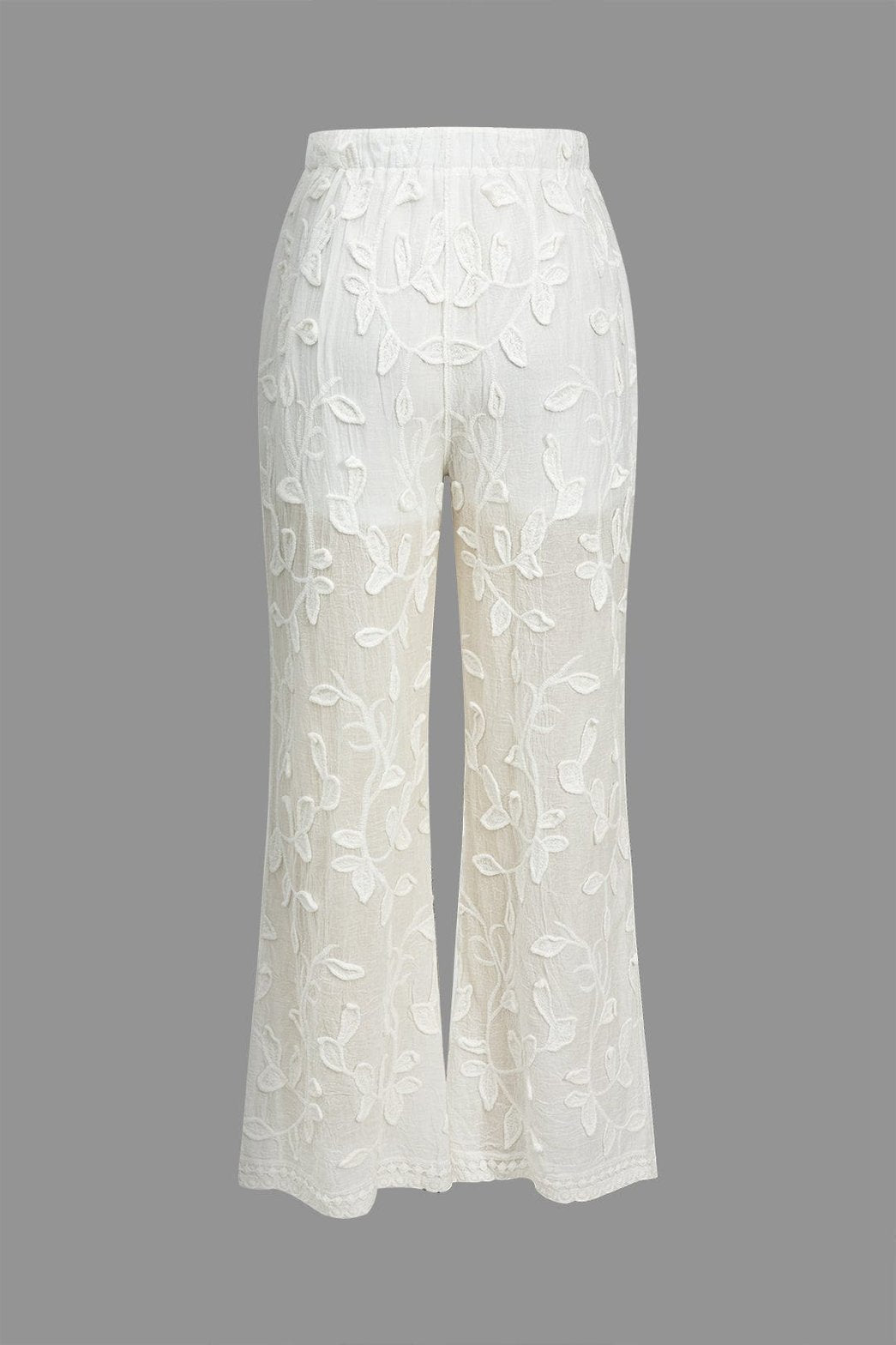 Pantalon ample en jacquard blanc fluide