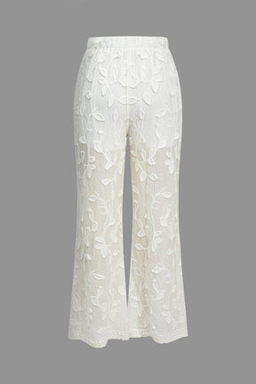 Pantalon ample en jacquard blanc fluide