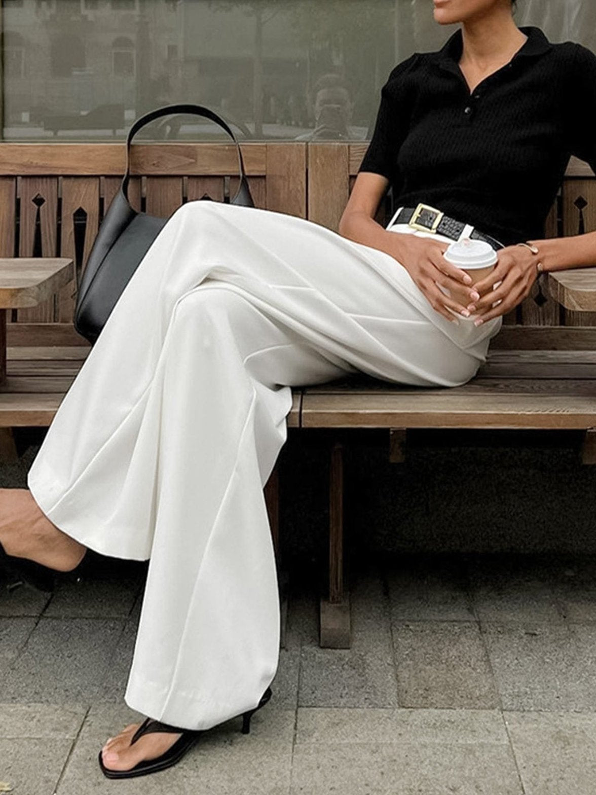 Pantalon ample blanc chic lumière