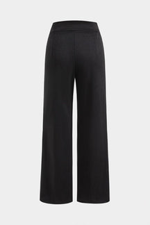 Pantalon droit noir élégant avec détail métallisé lune