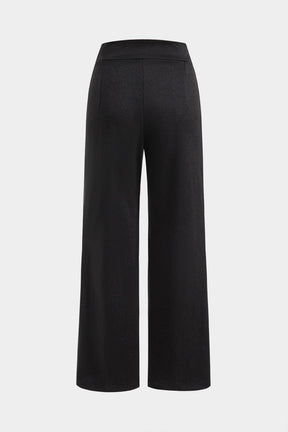 Pantalon droit noir élégant avec détail métallisé lune