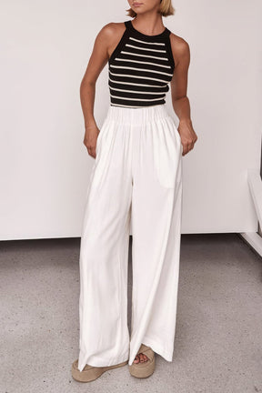 Pantalon large blanc élégant soleil