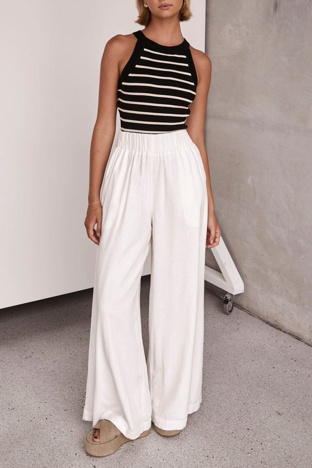 Pantalon ample blanc décontracté harmonie