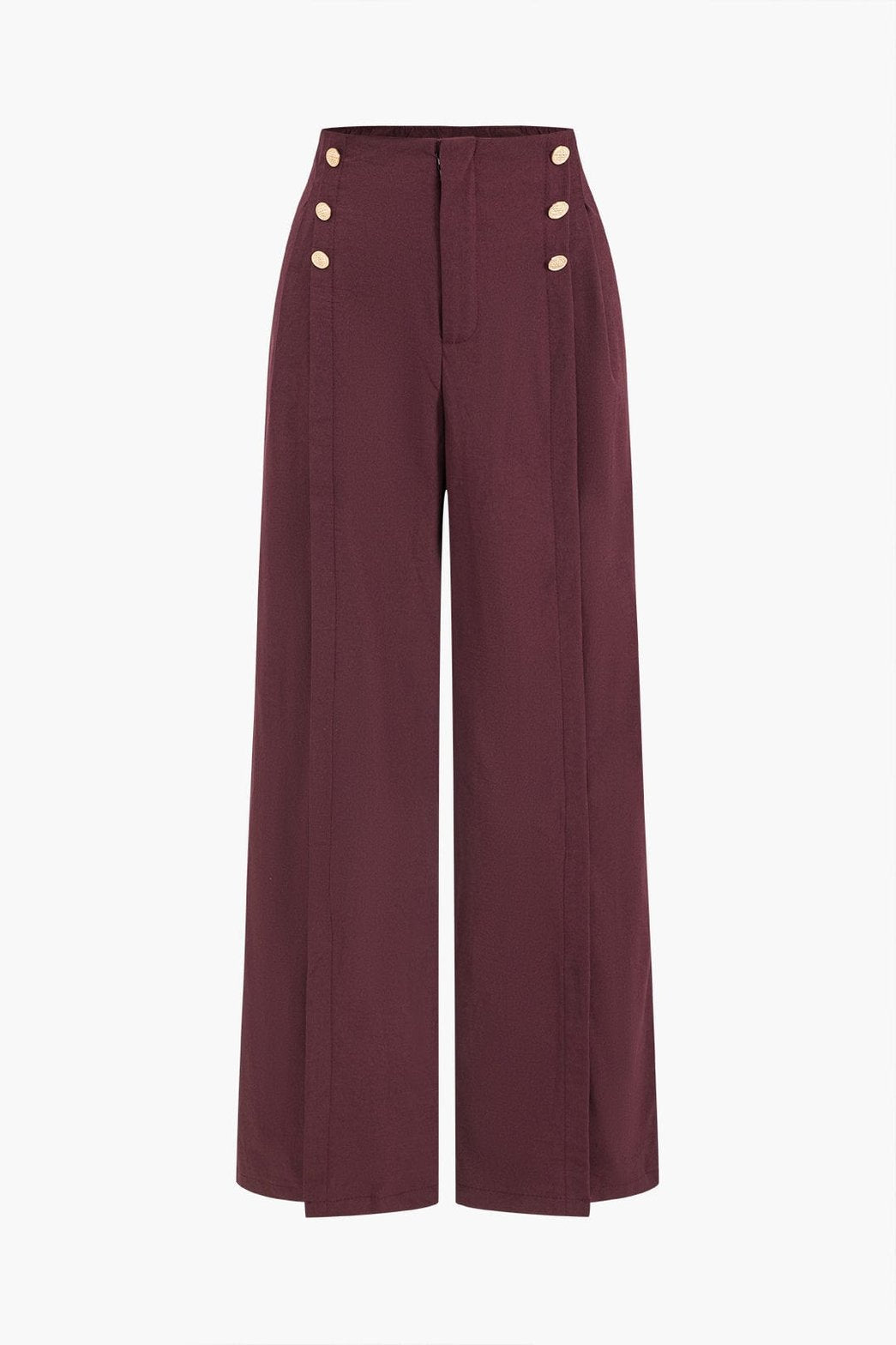 Pantalon large bordeaux vue de face soleil