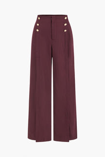 Pantalon large bordeaux vue de face soleil