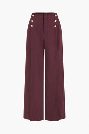 Pantalon large bordeaux vue de face soleil