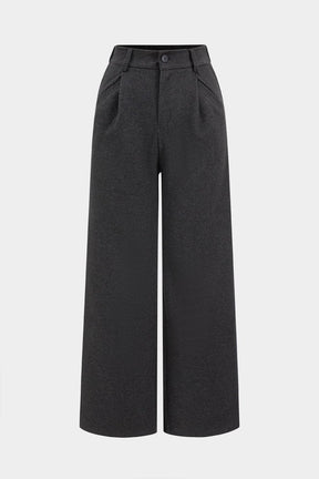 Pantalon large en laine grise vue de face soleil