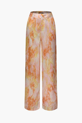 Pantalon Large Élégant à Motif Marbré