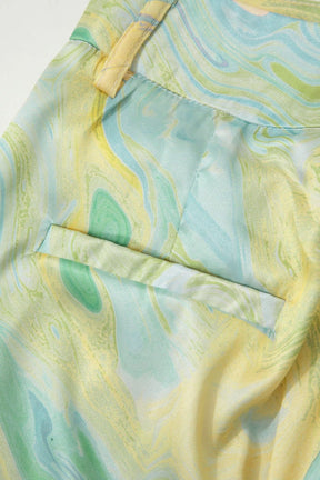 Pantalon Large Élégant à Motif Marbré