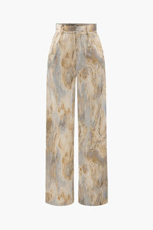 Pantalon marbré beige élégant soleil