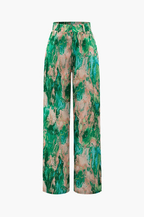 Pantalon Large Élégant à Motif Marbré