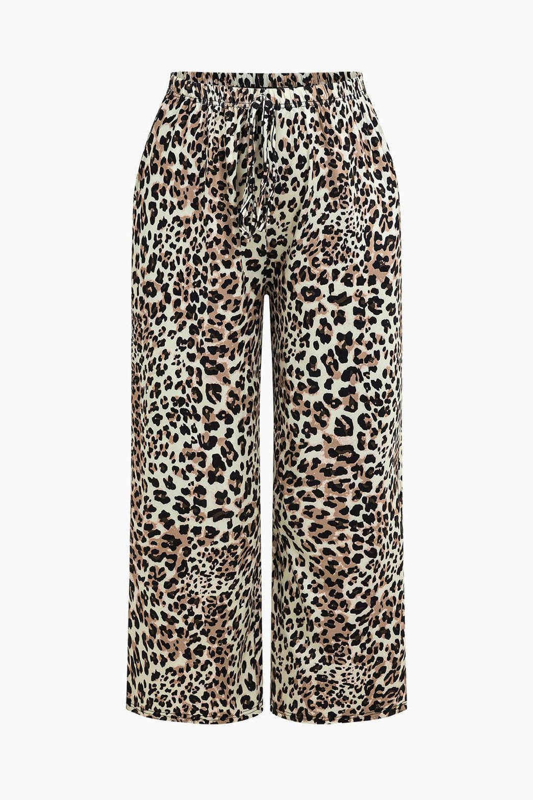 Pantalon large motif léopard beige et noir soleil