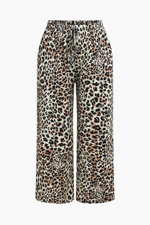 Pantalon large motif léopard beige et noir soleil