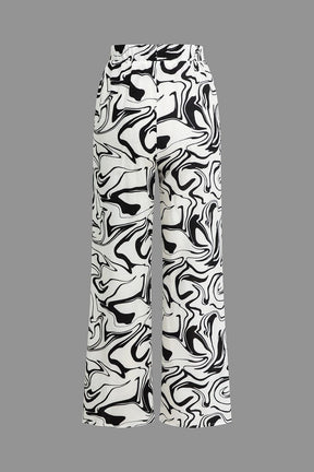 Pantalon taille haute imprimé vue côté lune