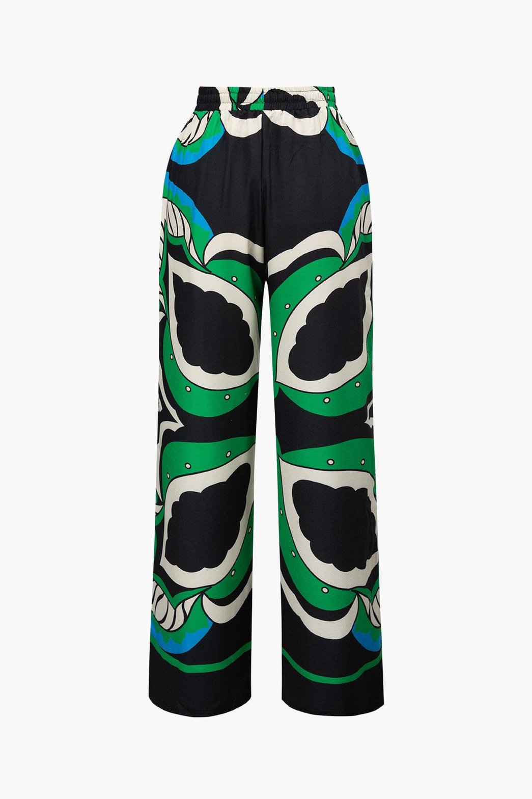 Pantalon ample motif abstrait vert et noir étoile