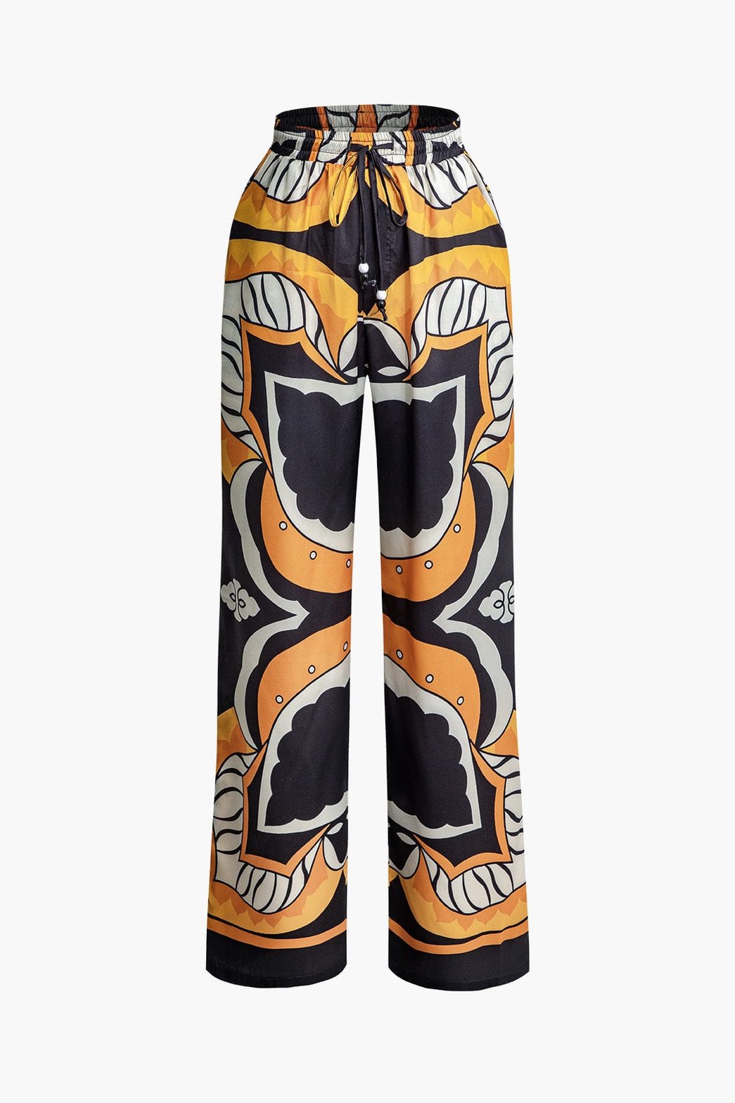 Pantalon large imprimé ethnique vert océan