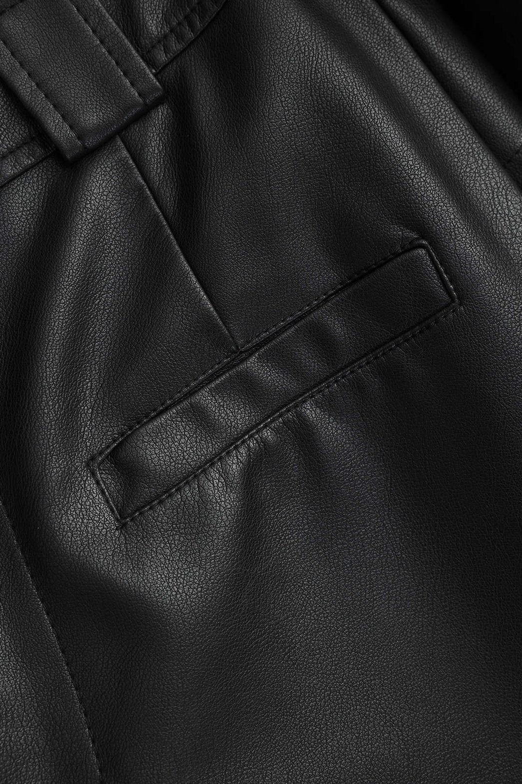 Pantalon palazzo noir effet cuir détail poche nuage