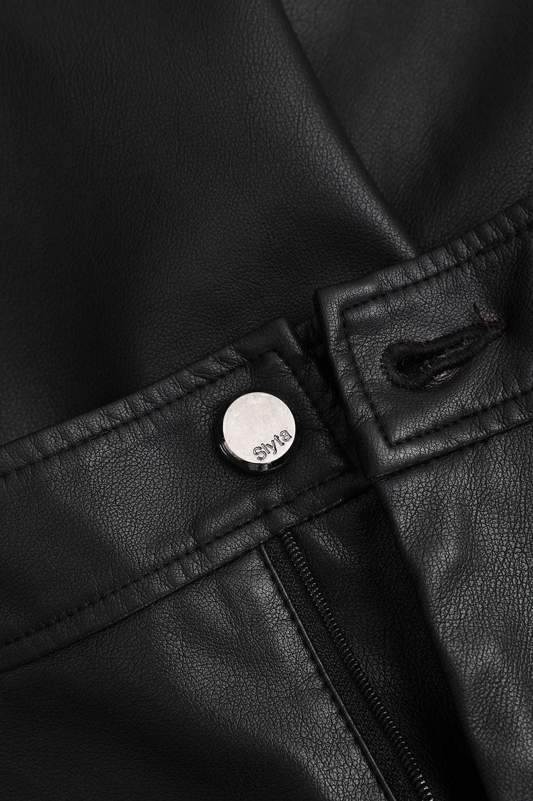 Pantalon palazzo noir effet cuir vue dos étoile