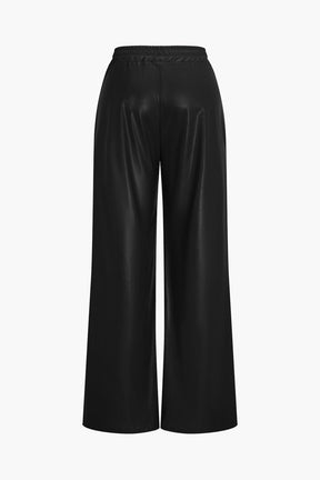 Pantalon large simili cuir marron vue ensemble arc