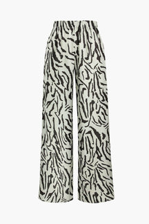 Pantalon palazzo imprimé zébré vue avant soleil