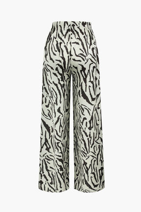 Pantalon palazzo imprimé zébré détail tissu lune