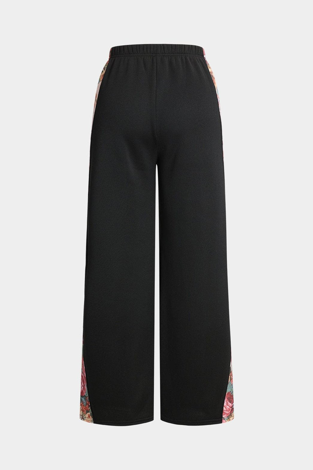 Pantalon palazzo noir à motifs floraux vue côté lune