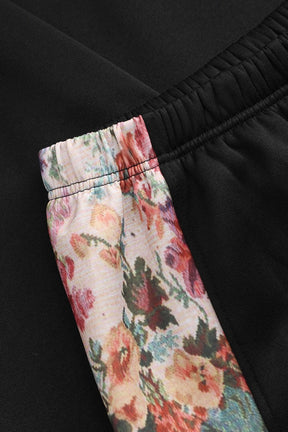 Pantalon palazzo noir à motifs floraux vue dos étoile