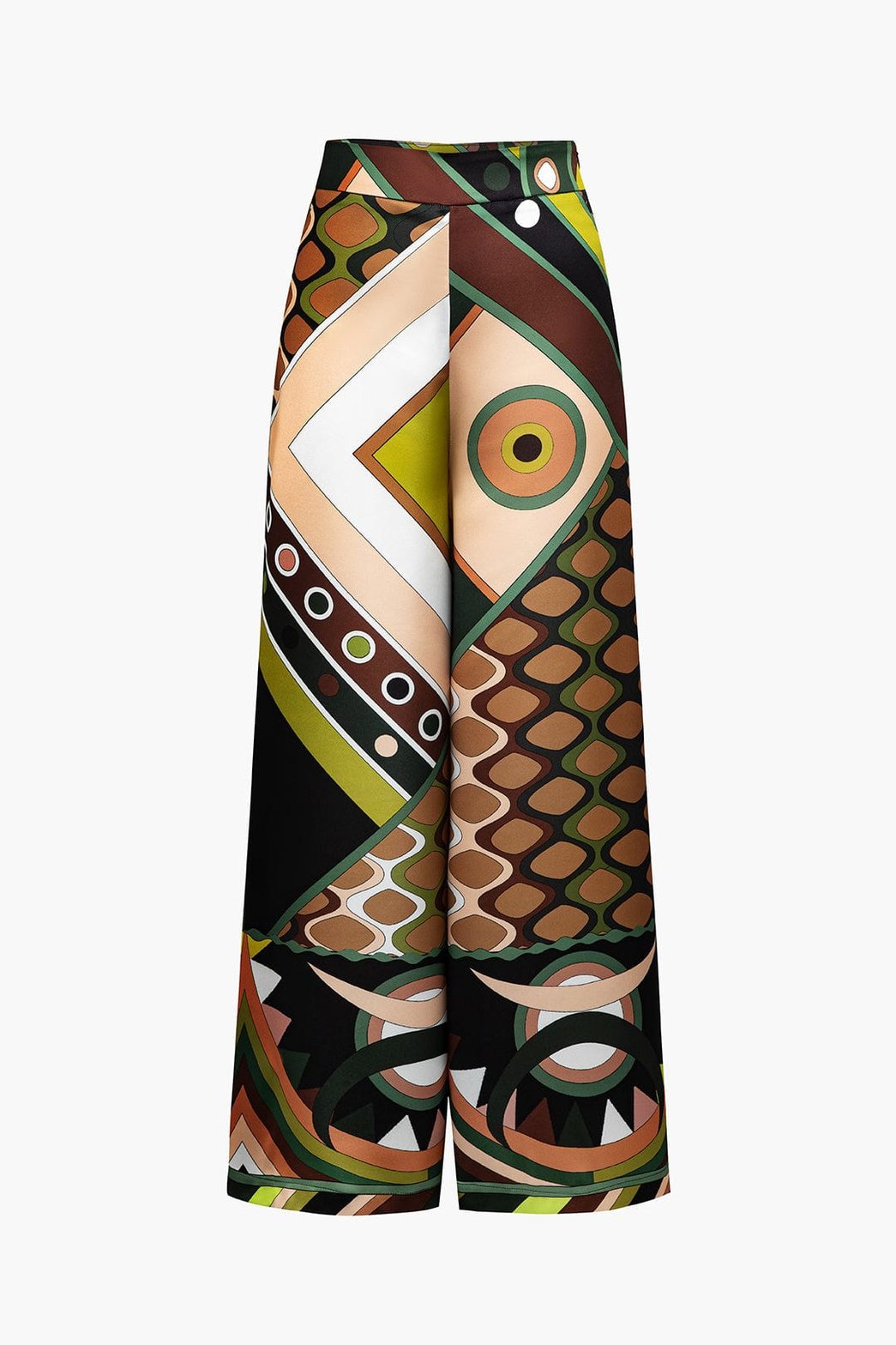 Pantalon palazzo motif géométrique vintage coloré soleil