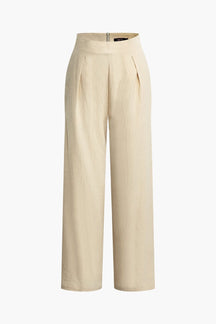 Pantalon large beige élégant soleil