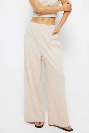 Pantalon ample à plis beige pluie