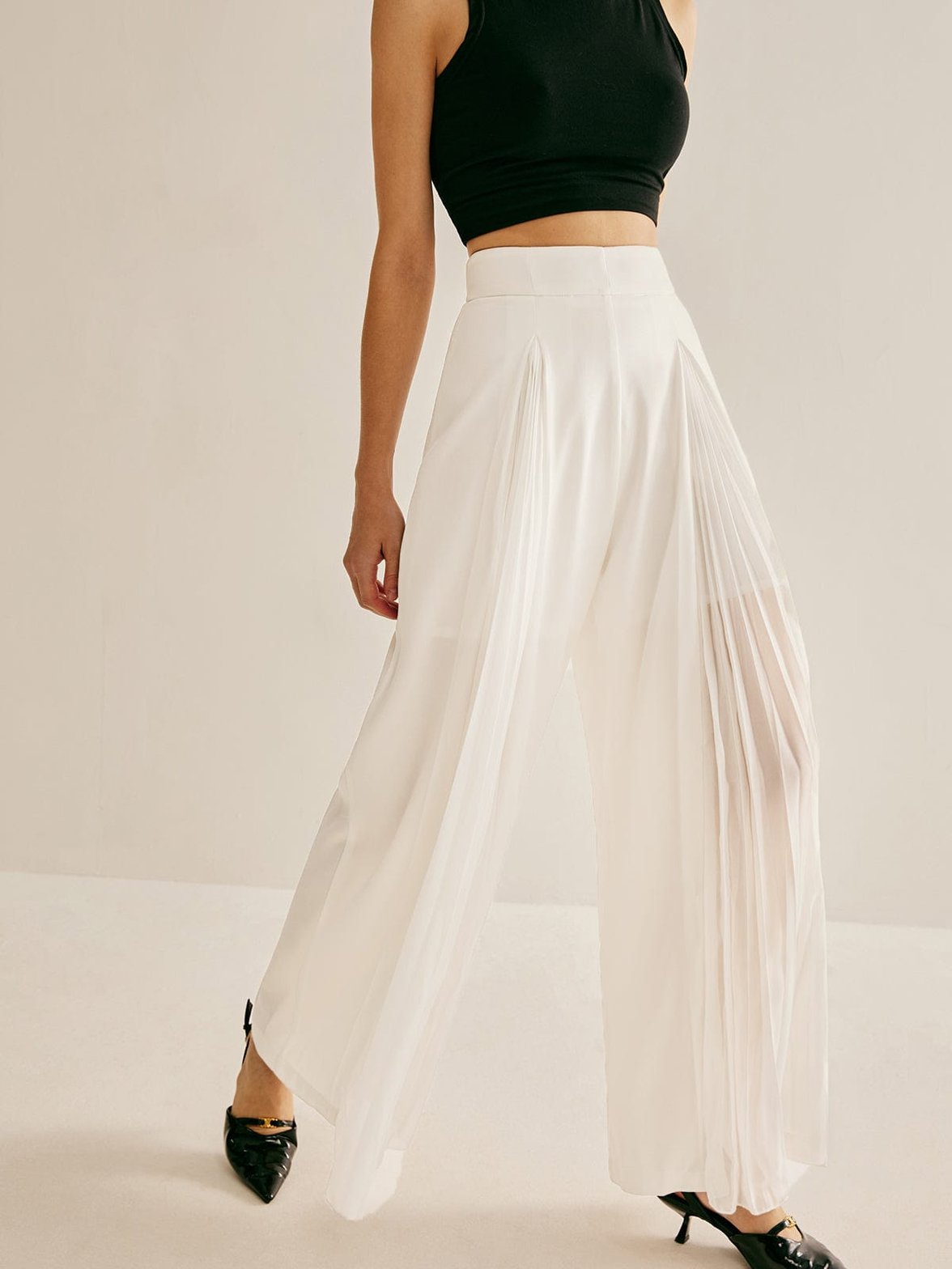 Pantalon large semi-transparent nuage