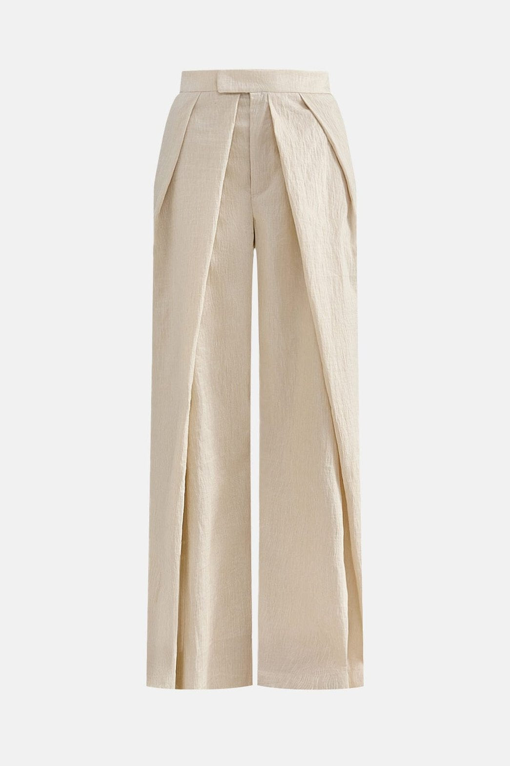 Pantalon large plissé beige élégant soleil